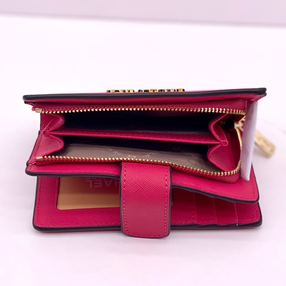 Michael Kors Jet Set Travel Medium Bifold Wallet Electronic Pink - Picture 7 of 15